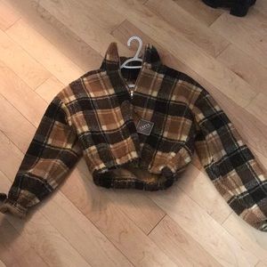 Plaid quarter zip jacket